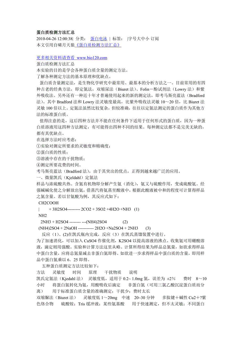 蛋白质检测方法汇总._第1页