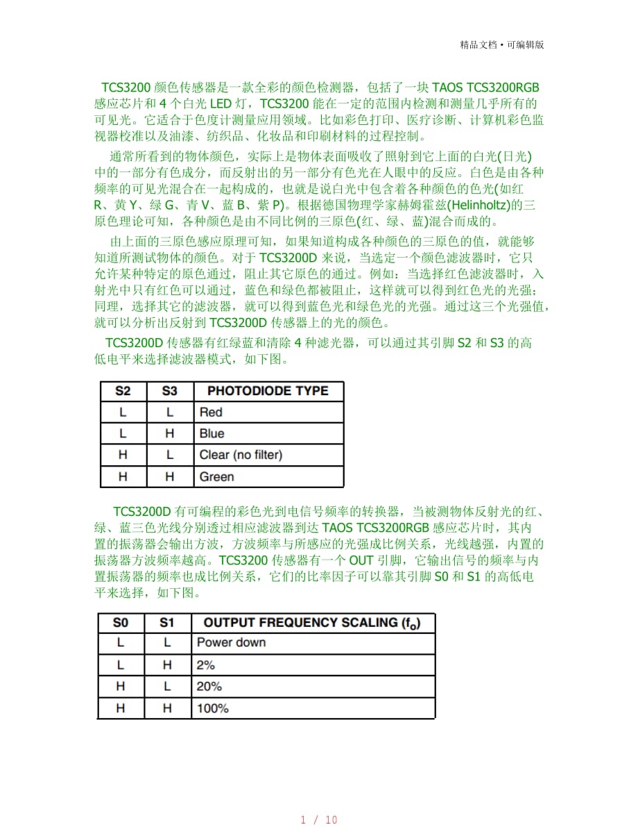 TCS3200颜色传感器使用说明[借鉴]_第1页