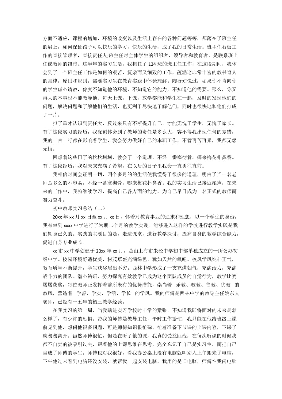 初中教师实习试用期工作总结_第2页