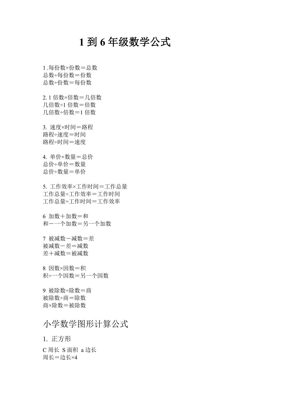 1-到6年级数学公式(最新-编写)_第1页