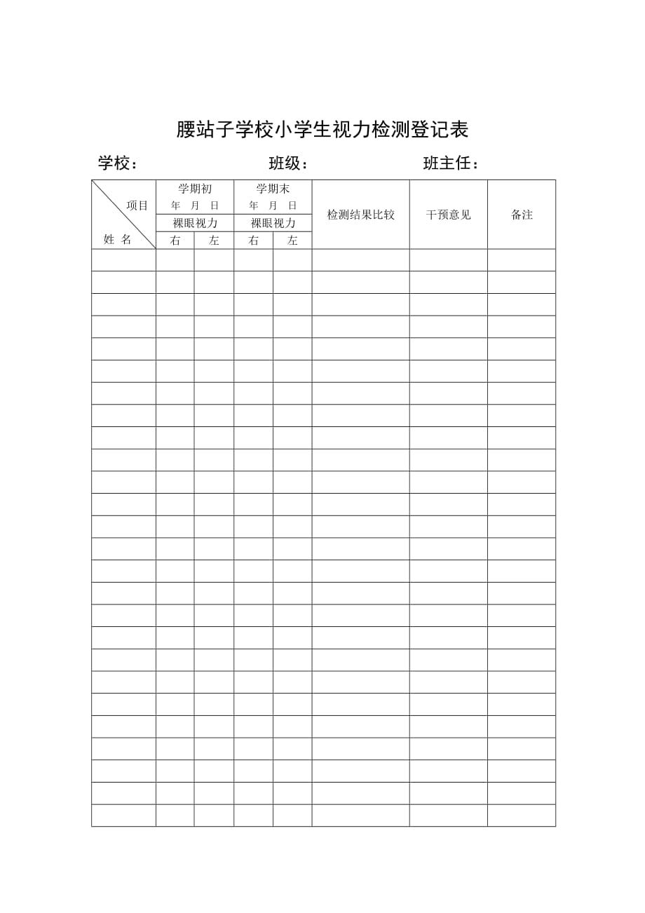 小学生视力检测登记表._第1页