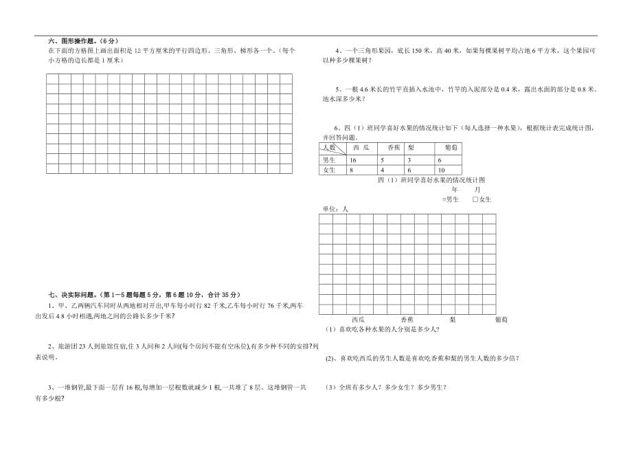 五年级数学上册期末试卷（精编）_第2页