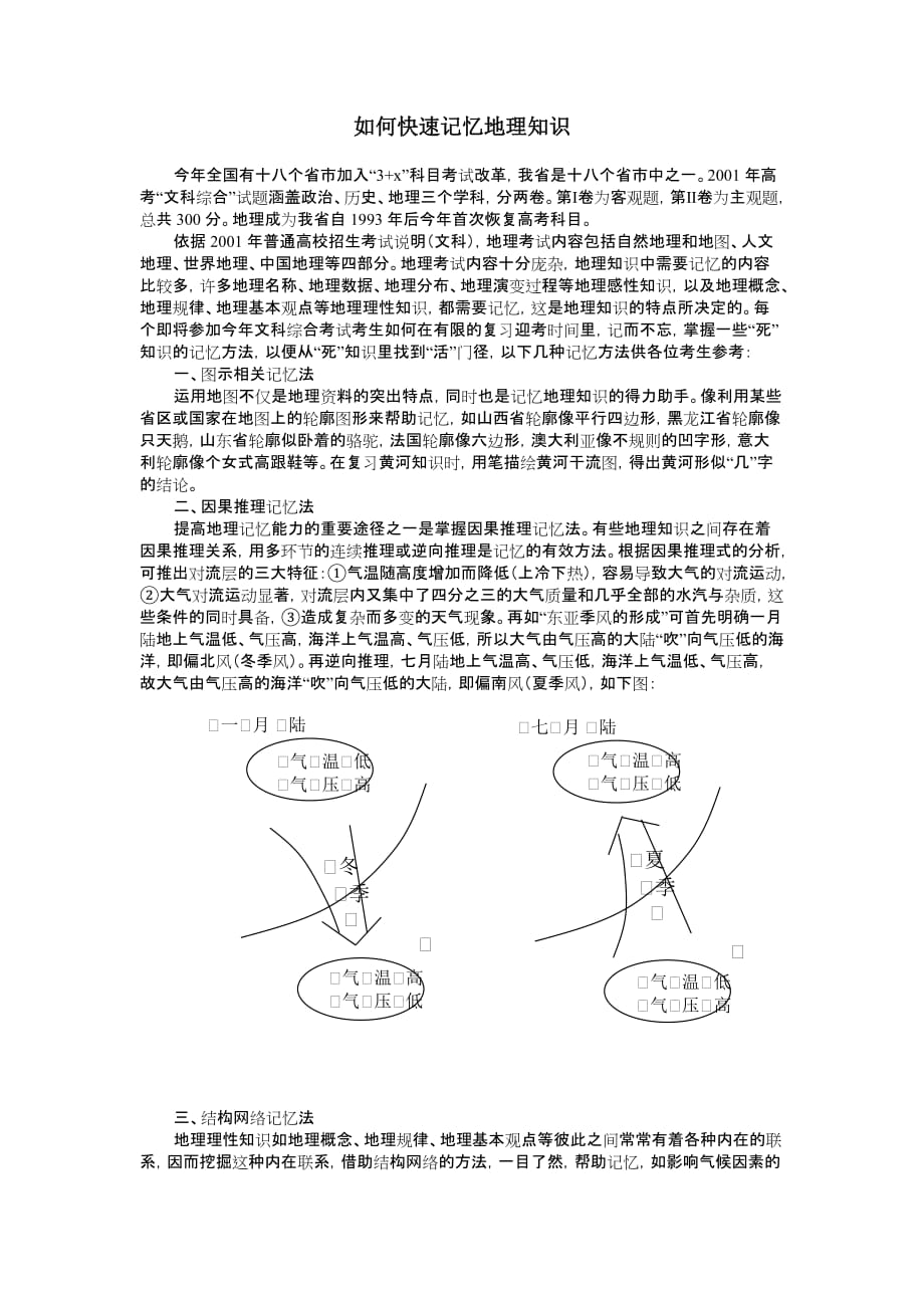 地理-高中一年级-如何快速记忆地理知识.doc_第1页