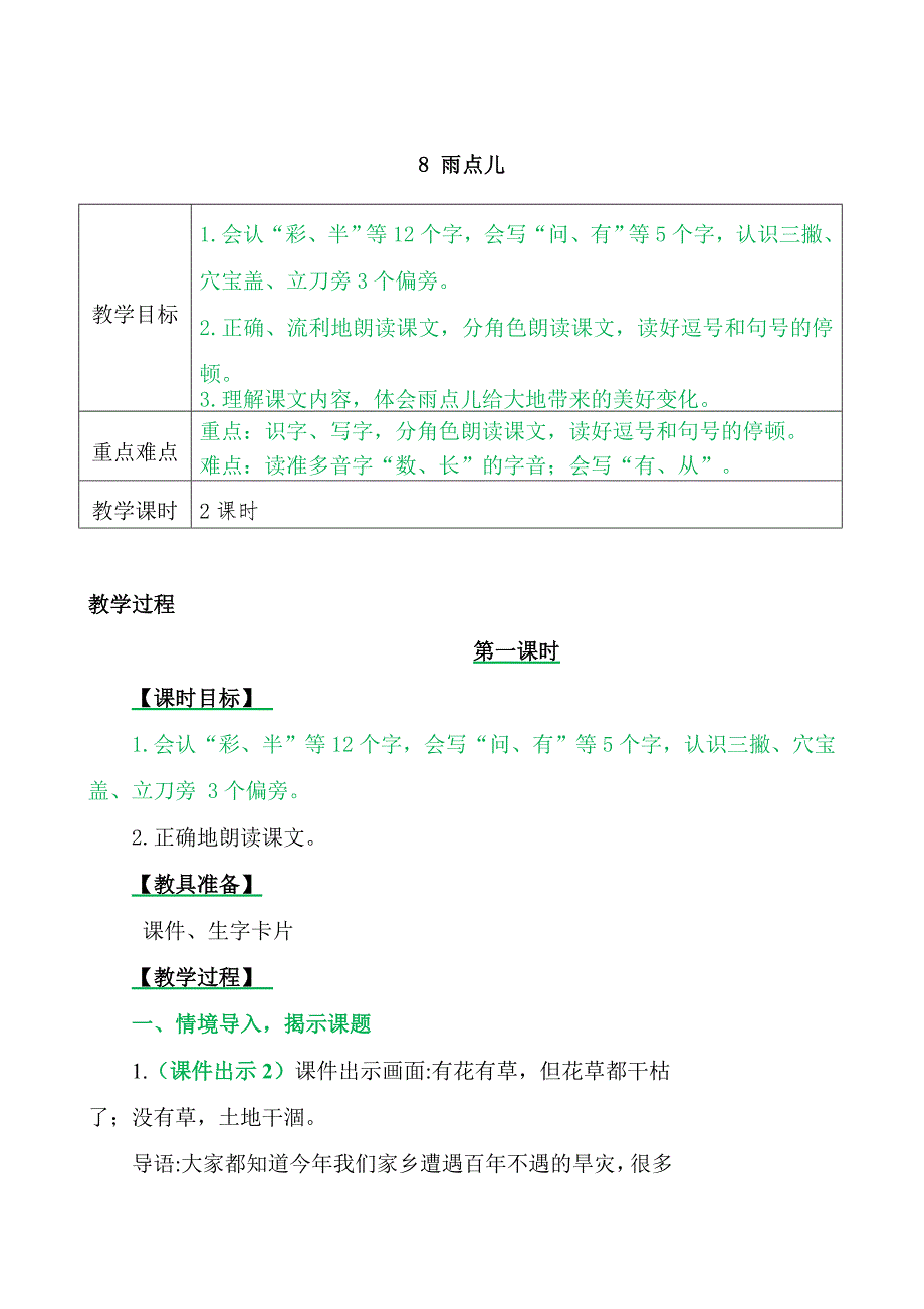 部编小学语文课雨点儿优质教案_第1页