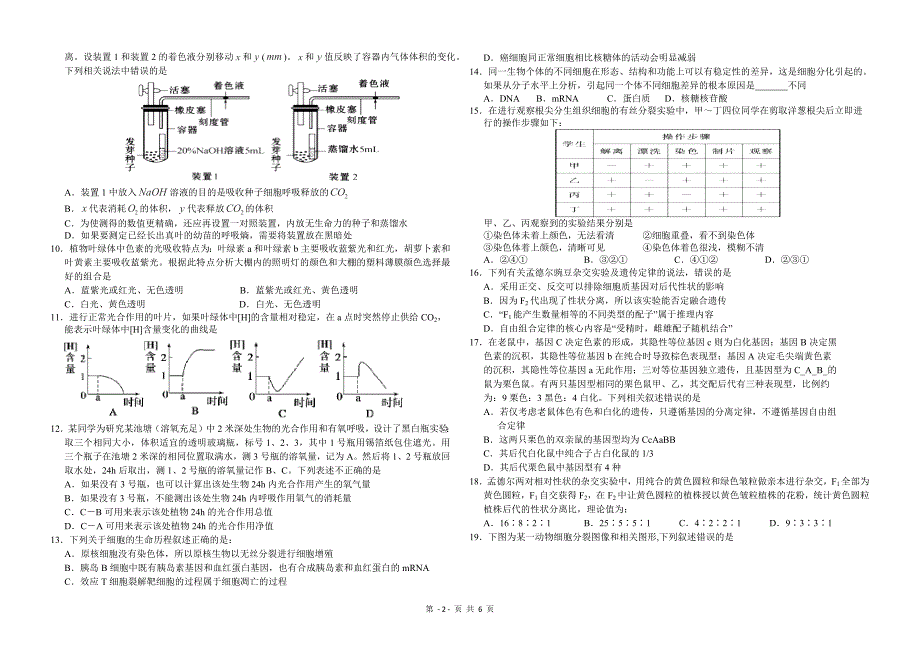 1401编号河南省2014届高三上学期期中考试--生物_第2页