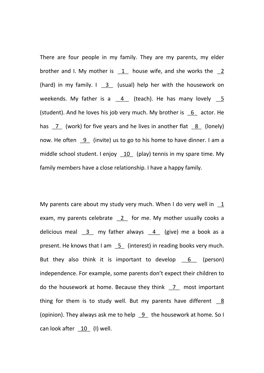 初三中考英语语法填空习题(含答案)（最新-编写）5144_第1页