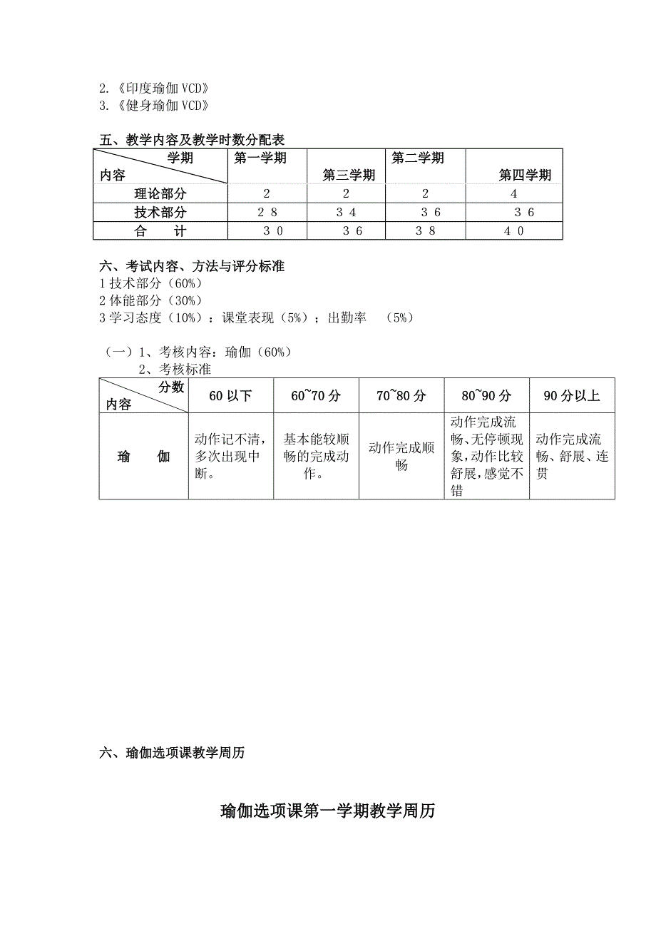 本科瑜伽教学计划_第2页