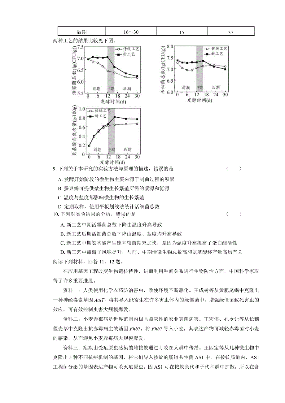 2020年高考生物天津卷及答案（A4打印版）_第3页