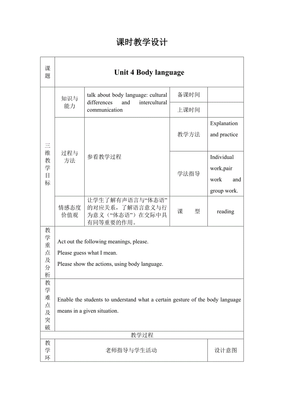 高中英语教学设计模板_第1页