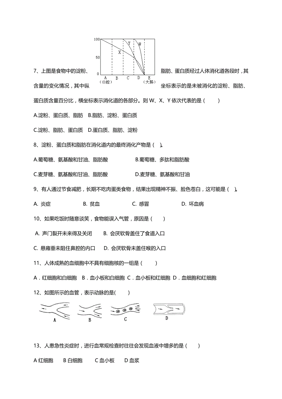 2019年人教版七年级生物下学期综合检测卷四_第2页