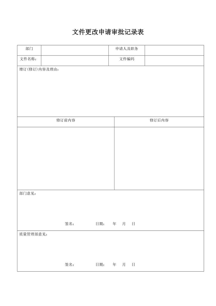 QMST-QR-004 文件更改申请审批记录表_第1页