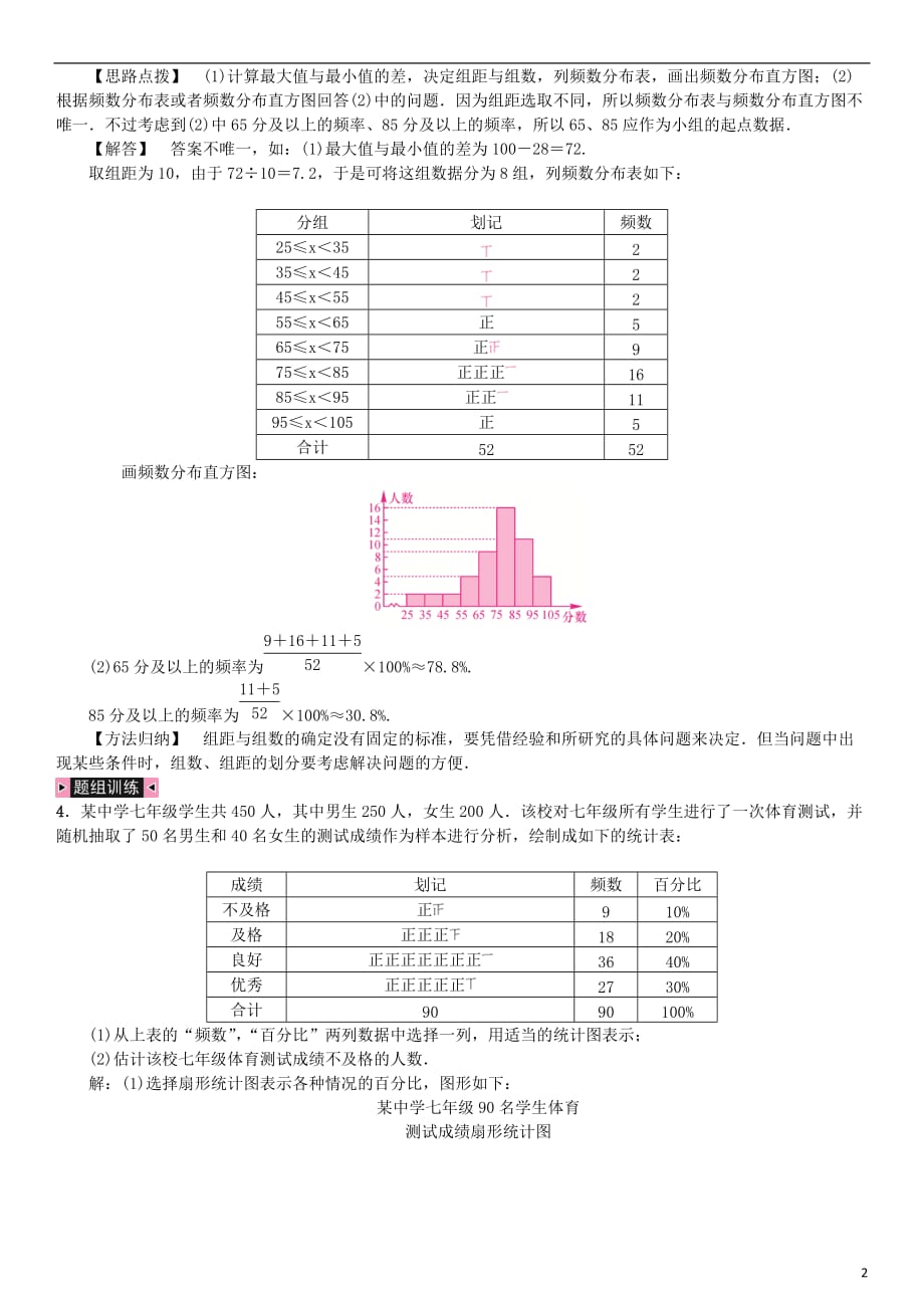 七年级数学下册期末复习六数据的收集整理与描述习题(新人教版)_第2页