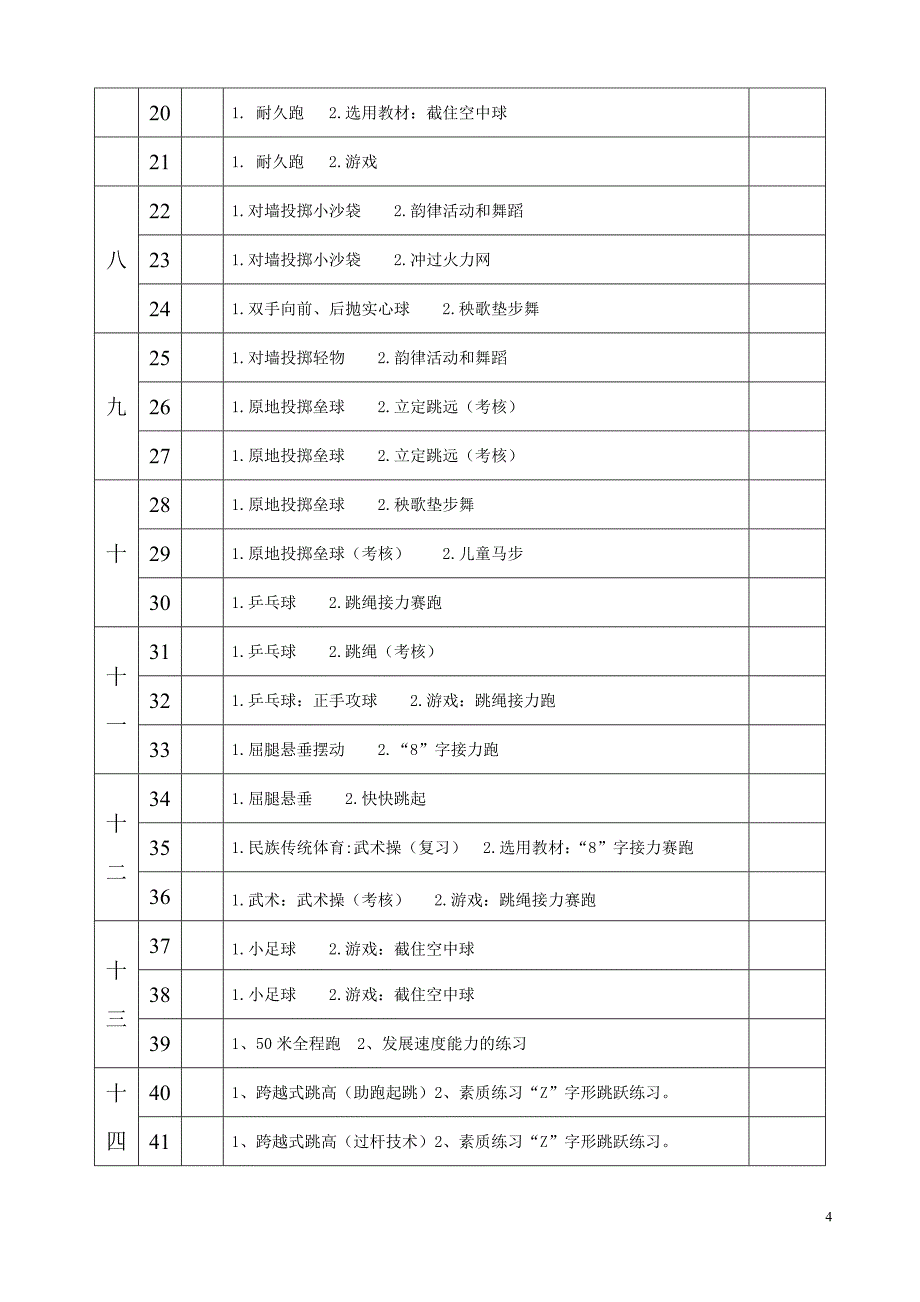 最新人教版小学三年级上册体育教案全套._第4页