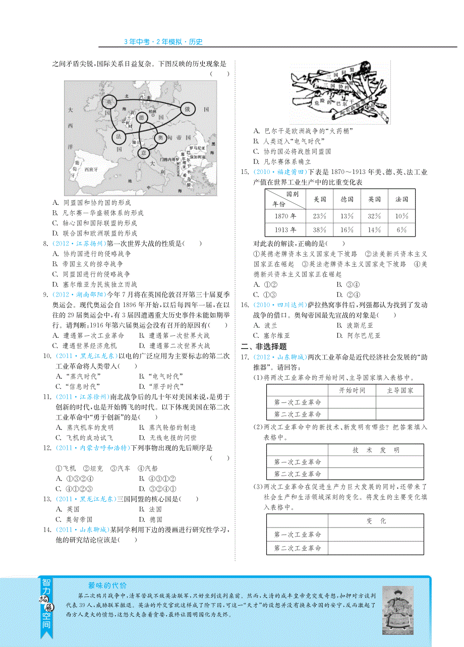 【3年中考2年模拟】2013年中考历史复习单元突破 第二十二单元 垄断资本主义时代的世界（pdf）.pdf_第2页