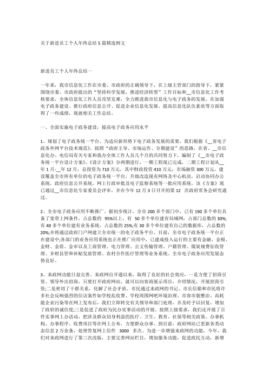 关于新进员工个人年终总结5篇精选例文_第1页