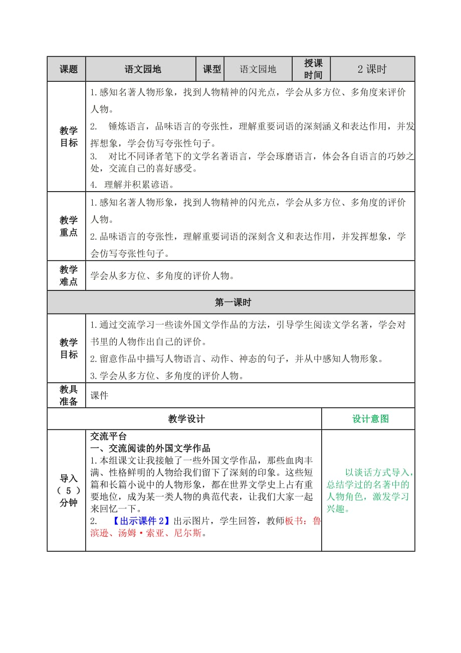 小学语文部编版六年级下册教案2语文园地二_第1页