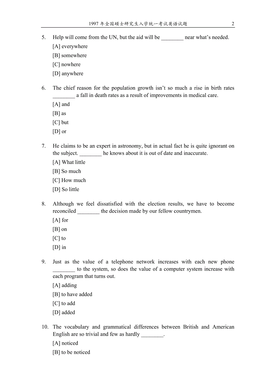 1997考研英语(一)真题及答案_第2页