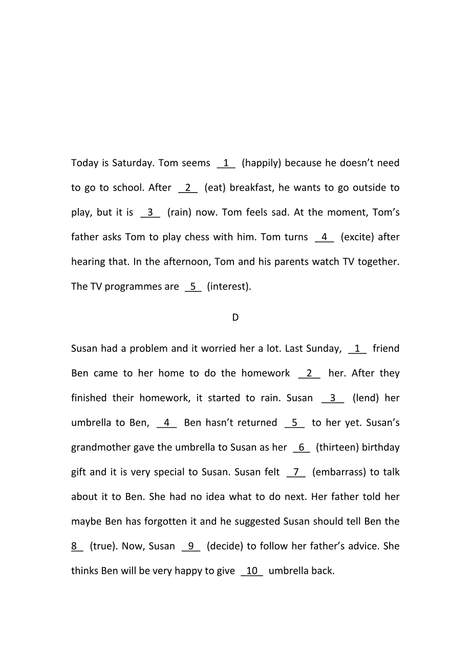 初三中考英语语法填空习题(含答案)._第2页