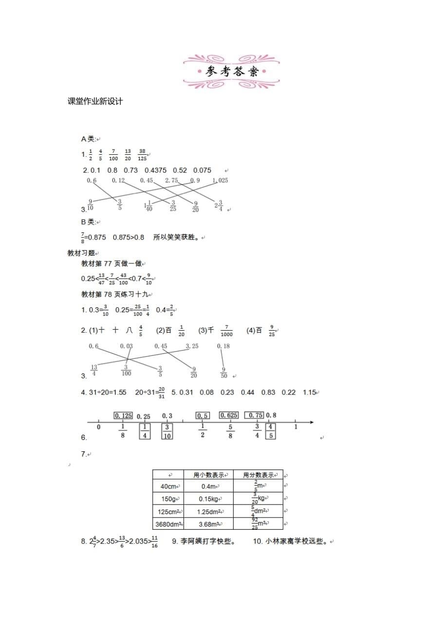 小学数学人教版五年级下册教案46分数和小数的互化_第5页