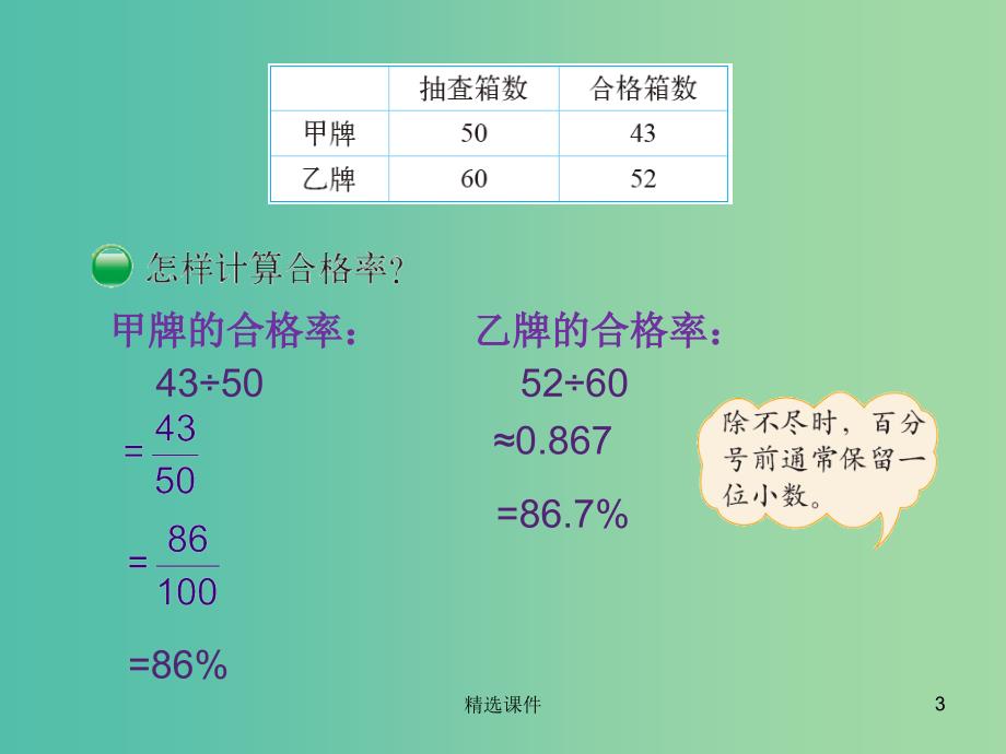 六年级数学上册 4.2 合格率课件 （新版）北师大版_第3页