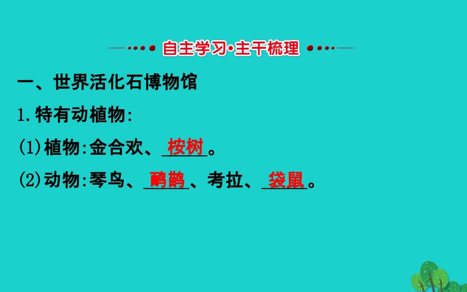 七年级地理下册第八章第四节澳大利亚（一世界活化石博物馆自然地理环境）习题课件（新版）新人教版 (2).ppt_第3页