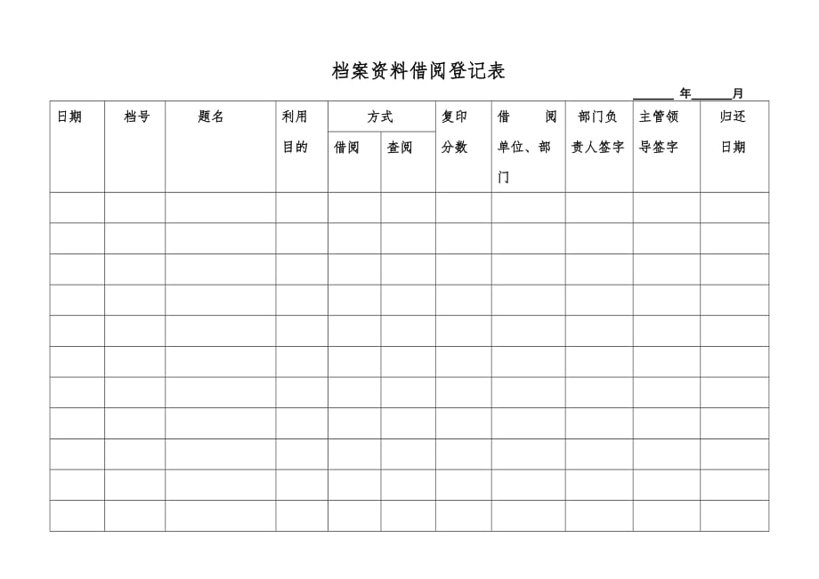 档案资料借阅登记表_第1页