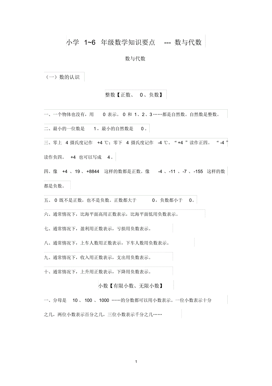 小学1_6年级数学知识要点---数与代数_第1页