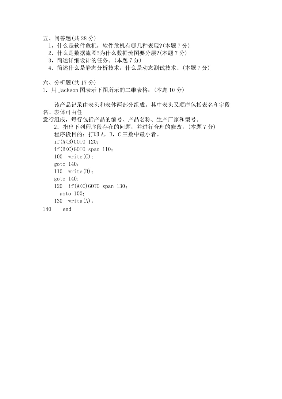 中央广播电视大学2004—2005计算机专业[软件工程]试题_第3页