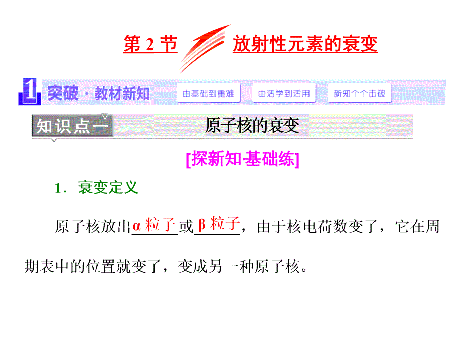 2018高中物理人教版选修3-5浙江专版课件：第十九章 第2节 放射性元素的衰变_第1页