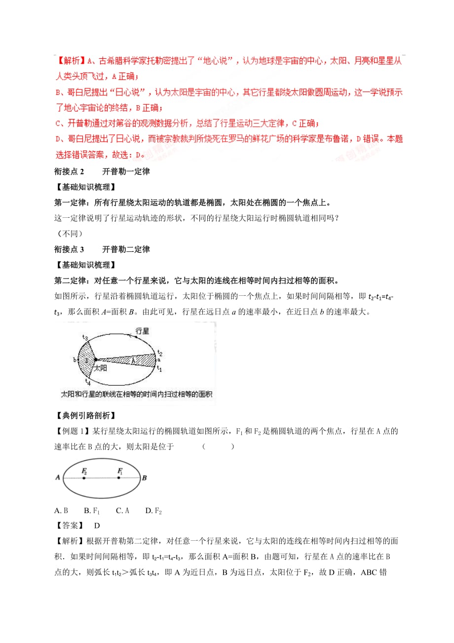 2020年初高中物理衔接教材专题讲座第13讲行星的运动_第3页