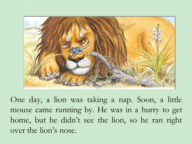 英语PPT――小演讲the lion and the mouse课件_第2页