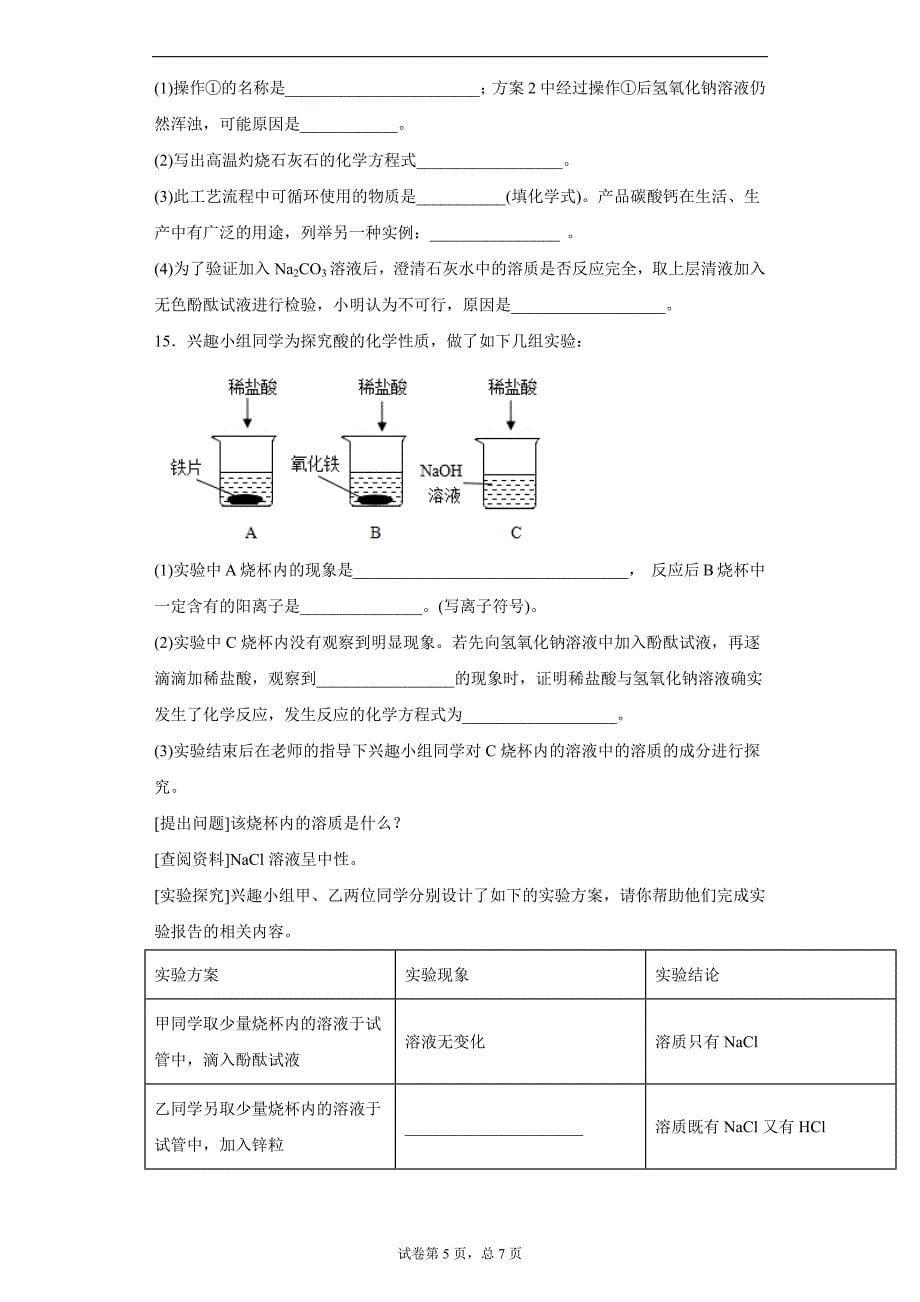 2021年安徽省阜阳市实验学校中考模拟化学试题一_第5页