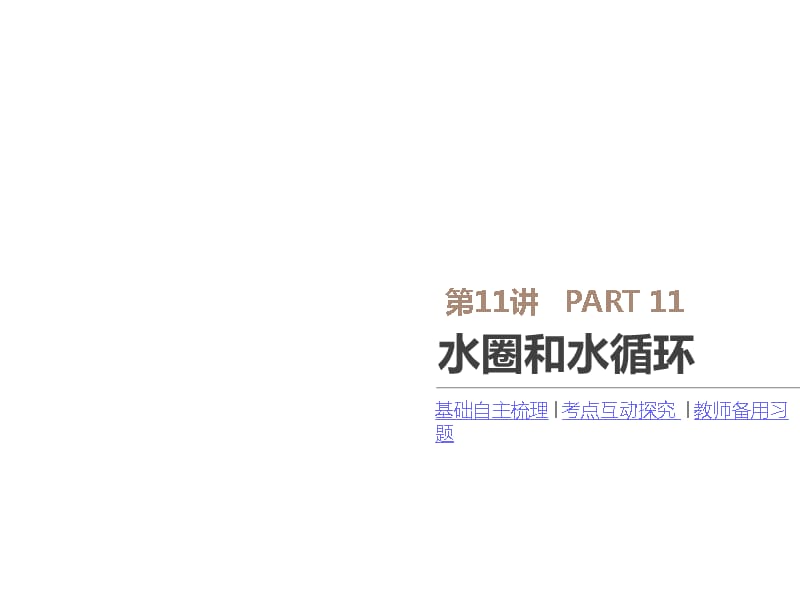 高三一轮复习鲁教地理必修1第3单元从地球圈层看地理环境课件第11讲水圈和水循环_第1页