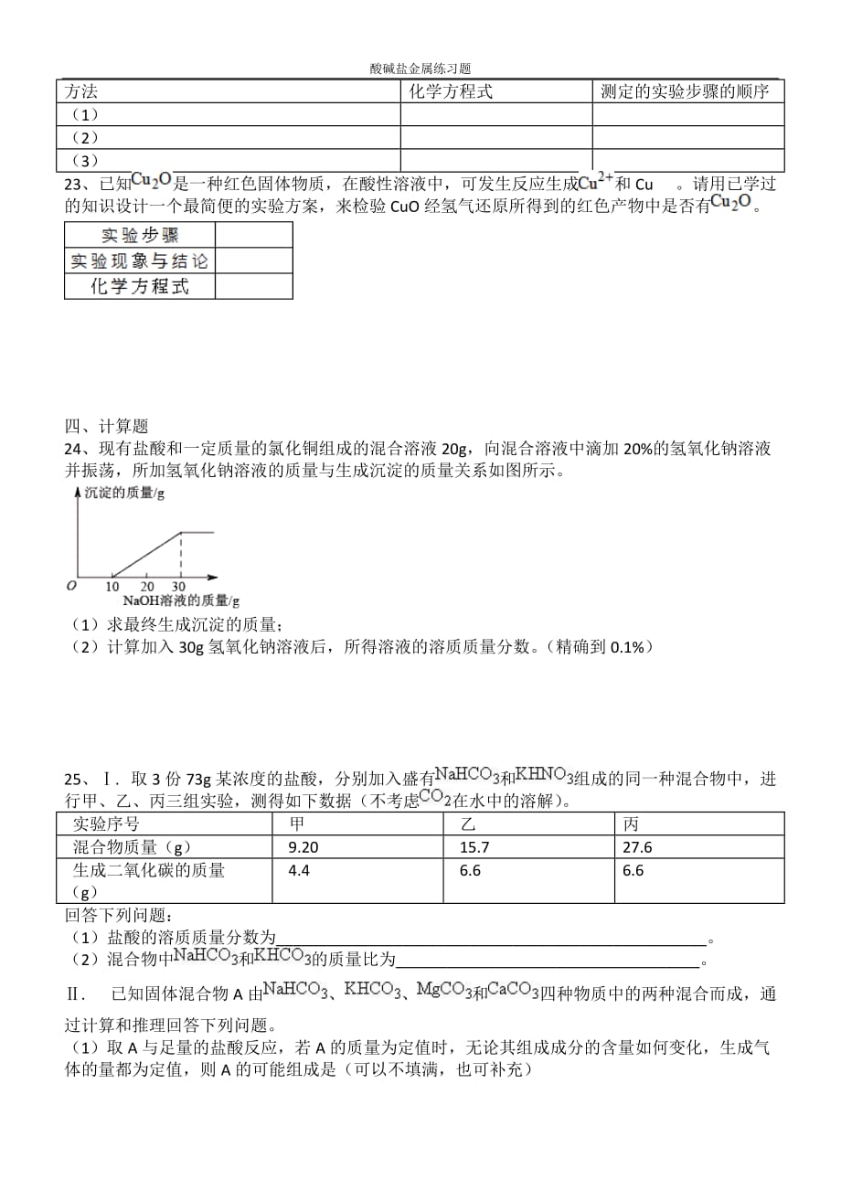 初中化学酸碱盐中考复习题-_第4页