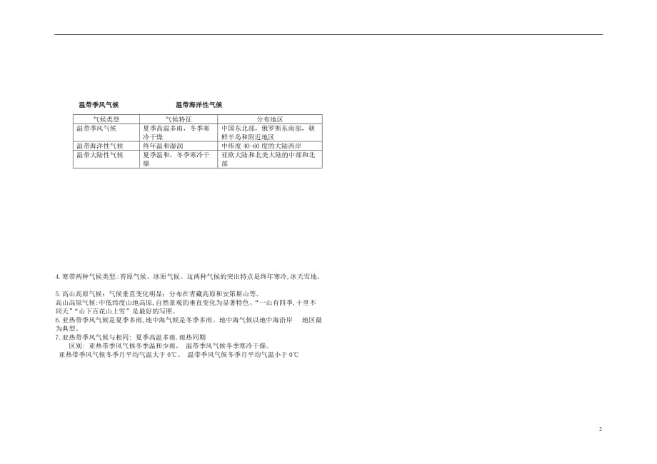 福建省武平县城郊初级中学七年级地理上册基础知识复习纲要（二）湘教版.doc_第2页