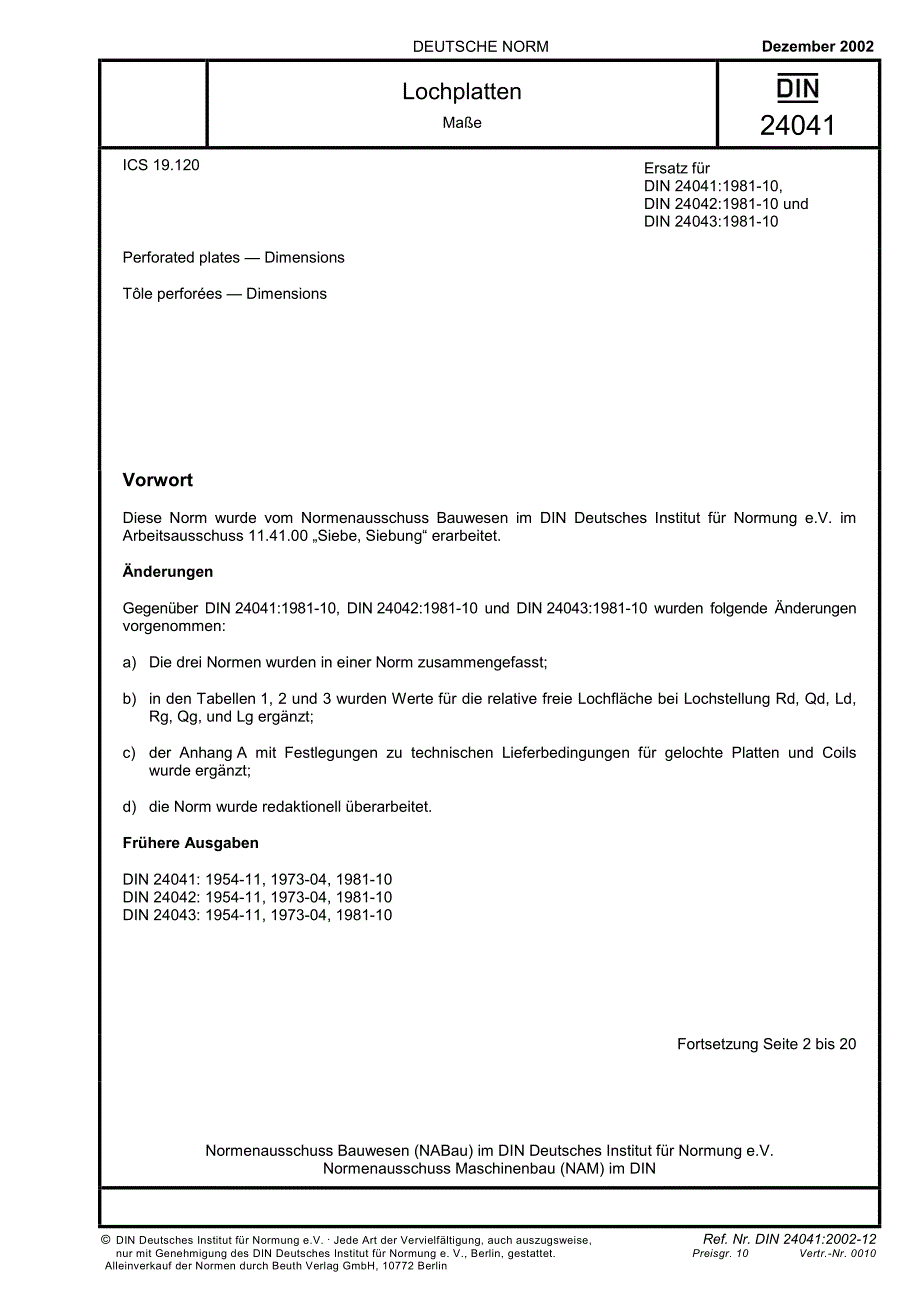 DIN 24041-2002 多孔板标准英文版_第1页