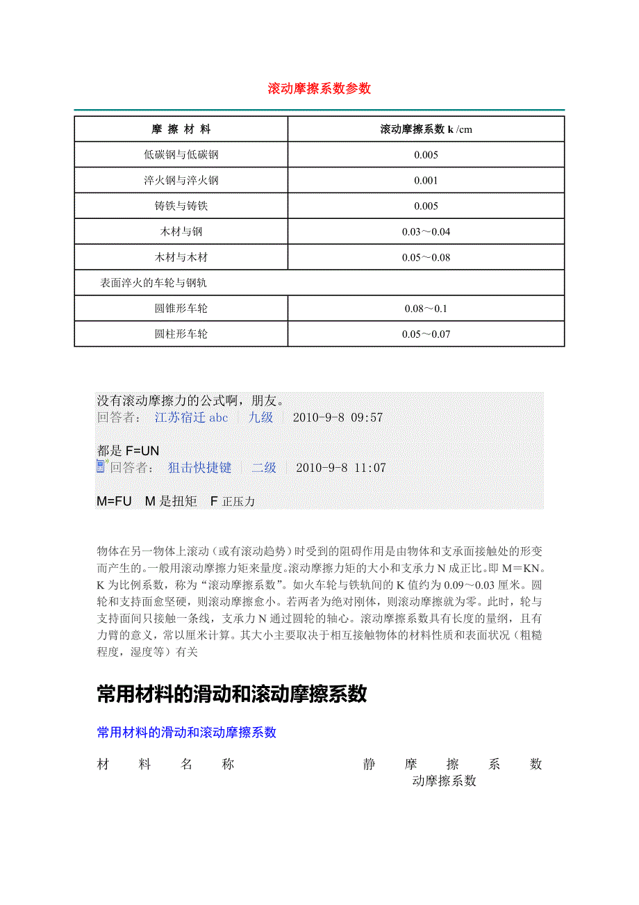 滚动摩擦系数参数与详解._第1页