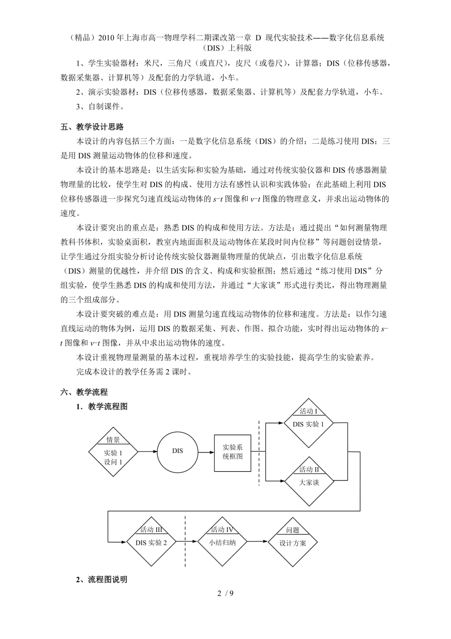 （精品）上海市高一物理学科二期课改第一章 D 现代实验技术――数字化信息系统（DIS）上科版_第2页