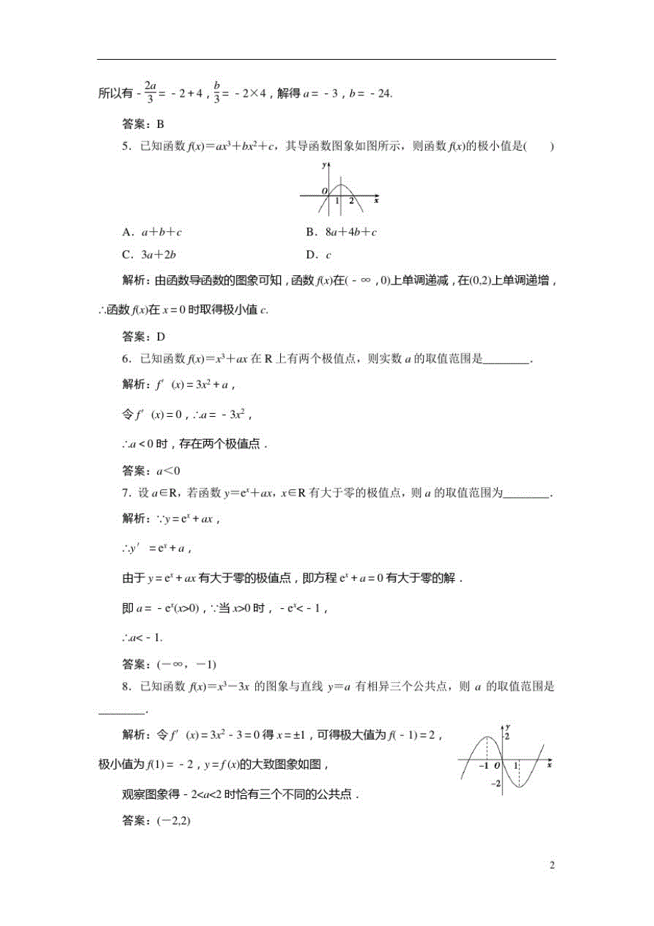 高中数学人教A版选修2-2优化练习：第一章1.31.3.2函数的极值与导数Word版含解析_第2页