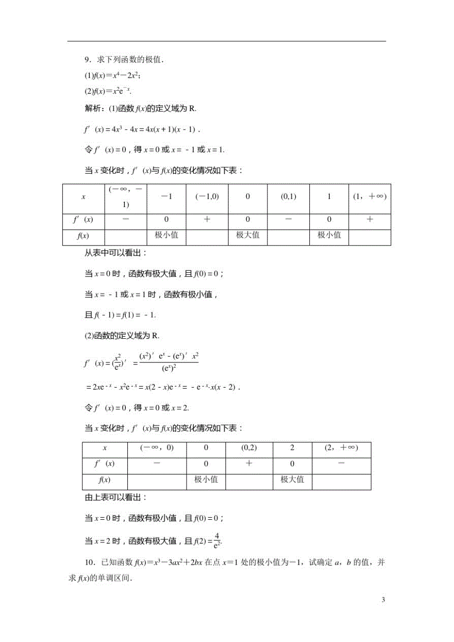 高中数学人教A版选修2-2优化练习：第一章1.31.3.2函数的极值与导数Word版含解析_第3页