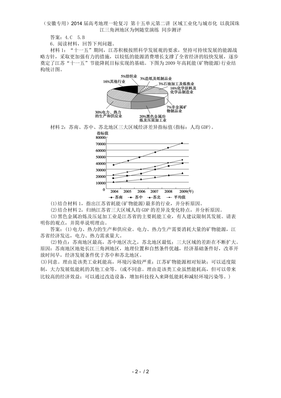 （安徽专用）高考地理一轮复习 第十五单元第二讲 区域工业化与城市化 以我国珠江三角洲地区为例随堂演练 同步测评_第2页