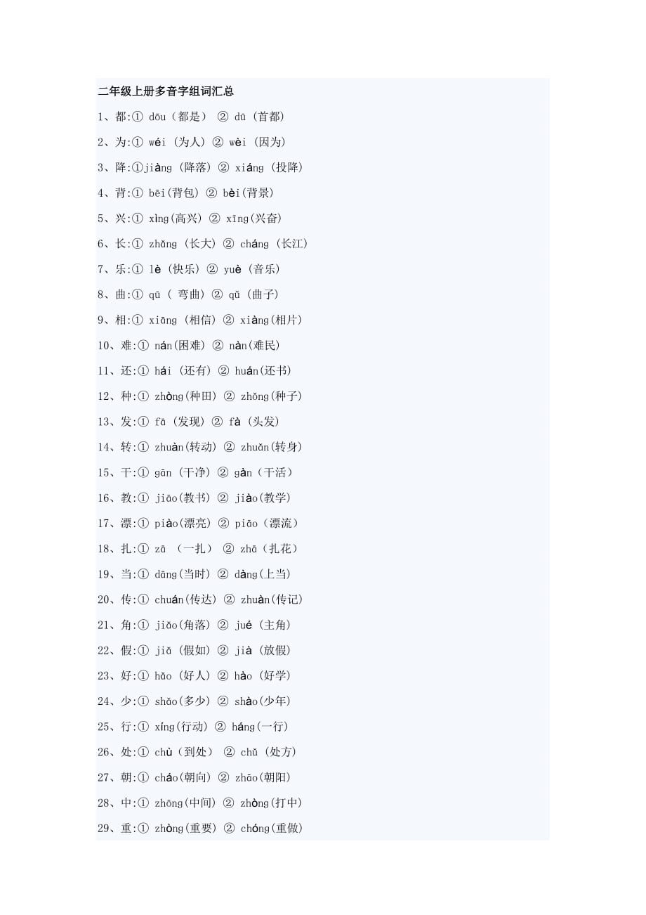 二年级上册多音字组词汇总-_第1页