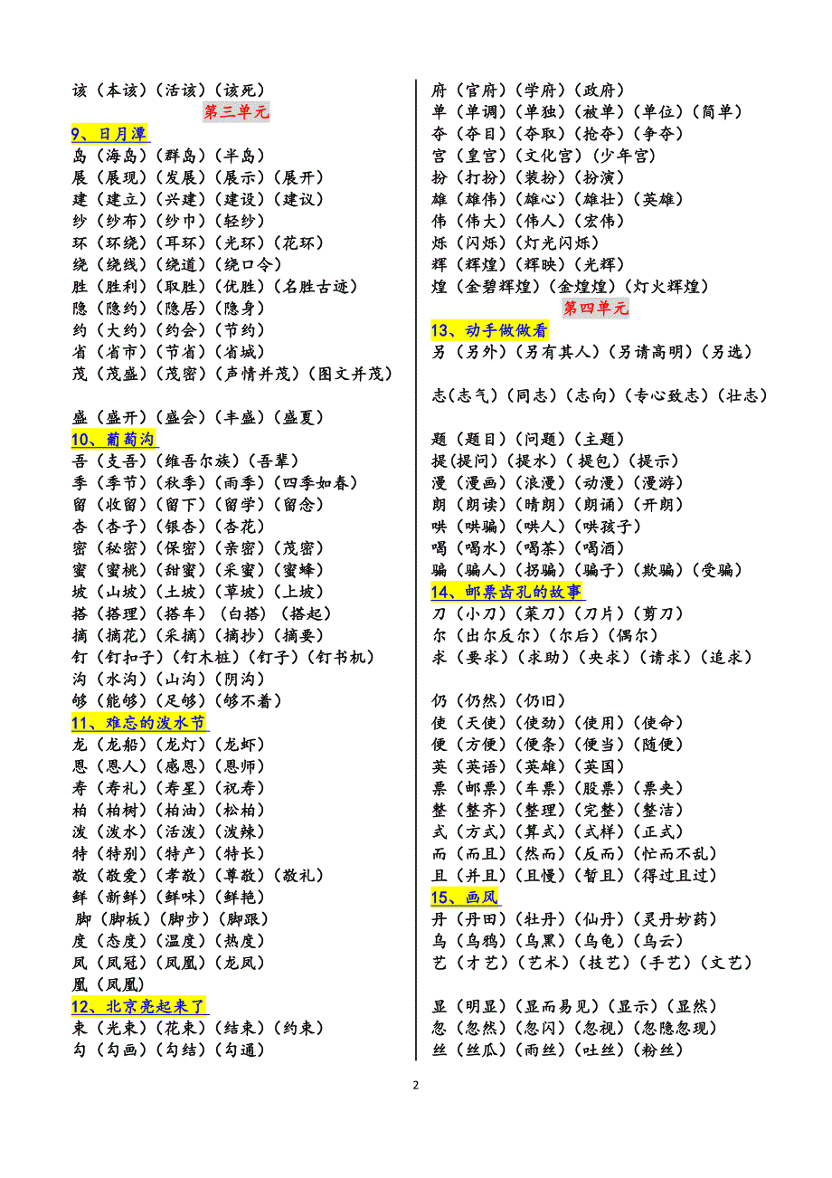 人教版语文二年级下册生字组词(最全)-_第2页