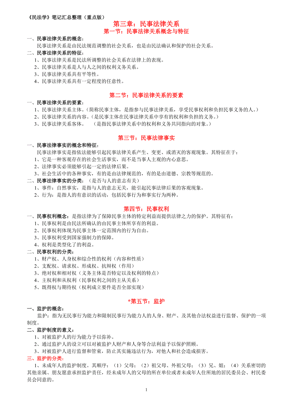 727编号民法学笔记汇总整理(重点版)_第1页