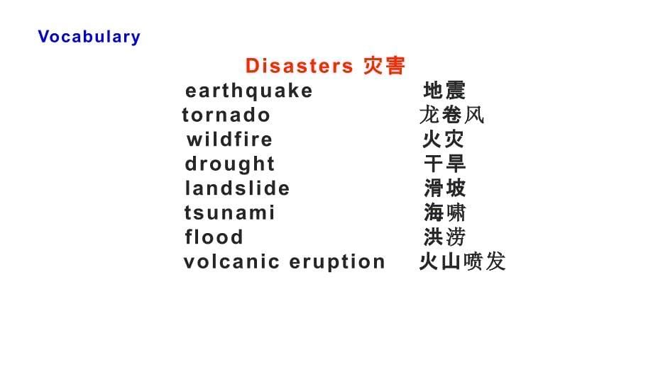 【新人教版】高一英语上册必修一同步课件Unit 4 Natural Disasters（单词课件）_第5页