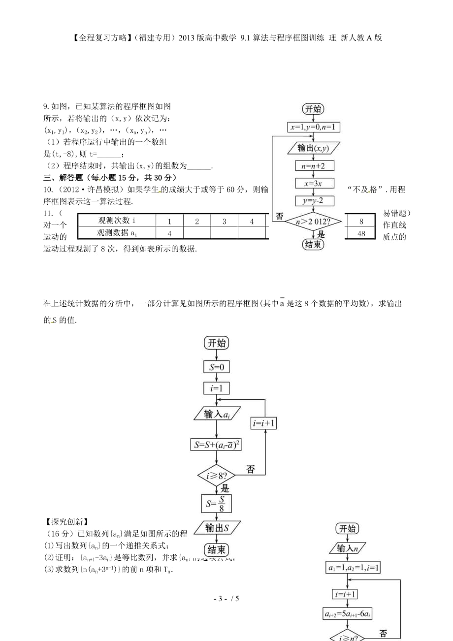 【全程复习方略】（福建专用）高中数学 9.1算法与程序框图训练 理 新人教A版_第3页