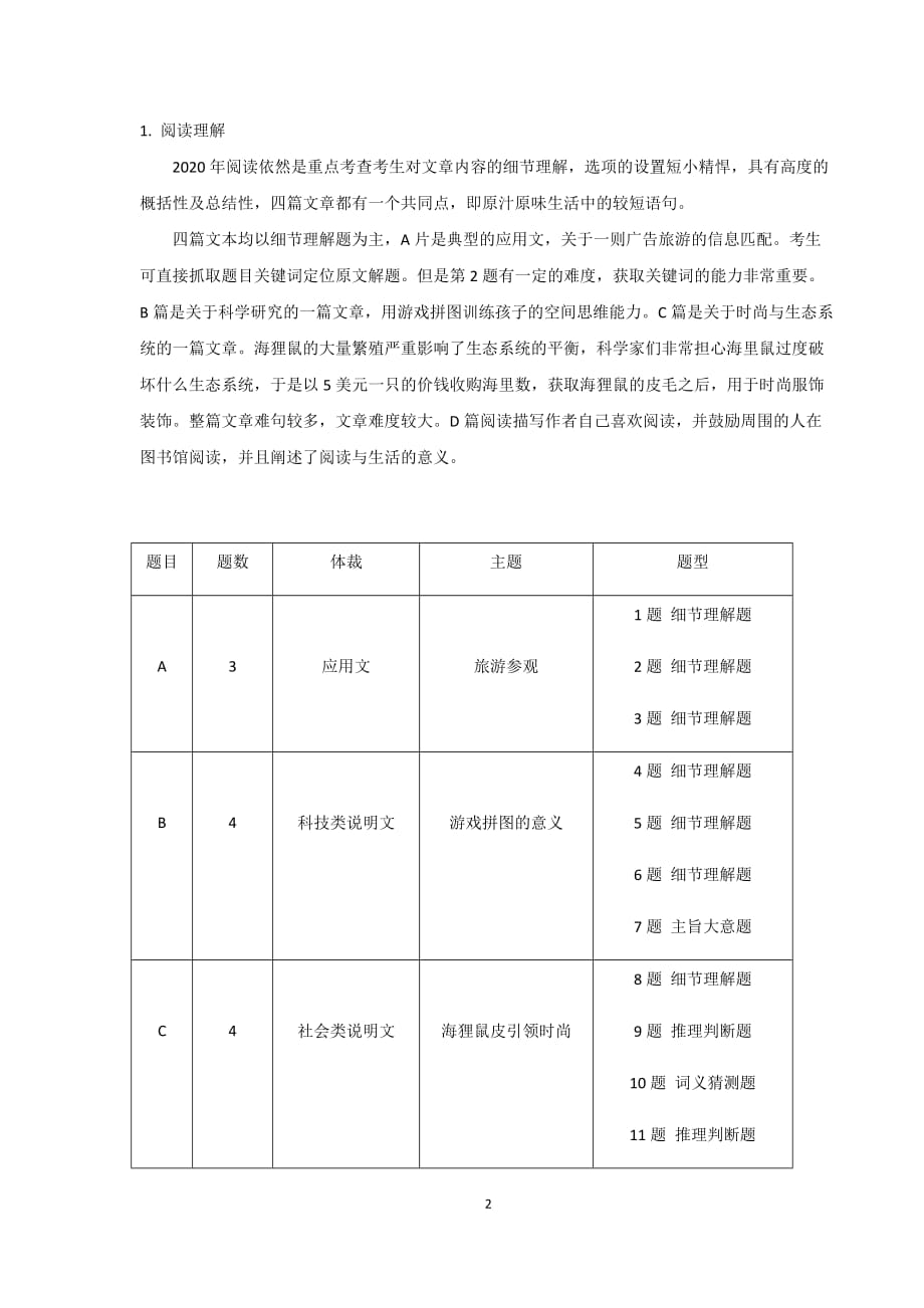 2020年高考英语试题分析-_第2页