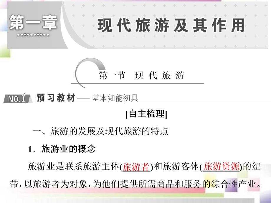 2020-2021学年高中地理第一章现代旅游及其作用第一节现代旅游课件新人教版选修3_第1页