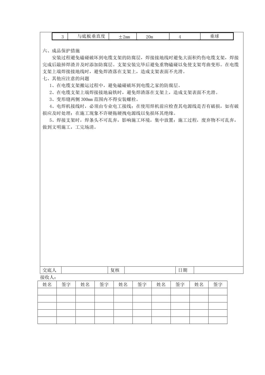 电缆沟电缆支架安装技术交底-_第3页