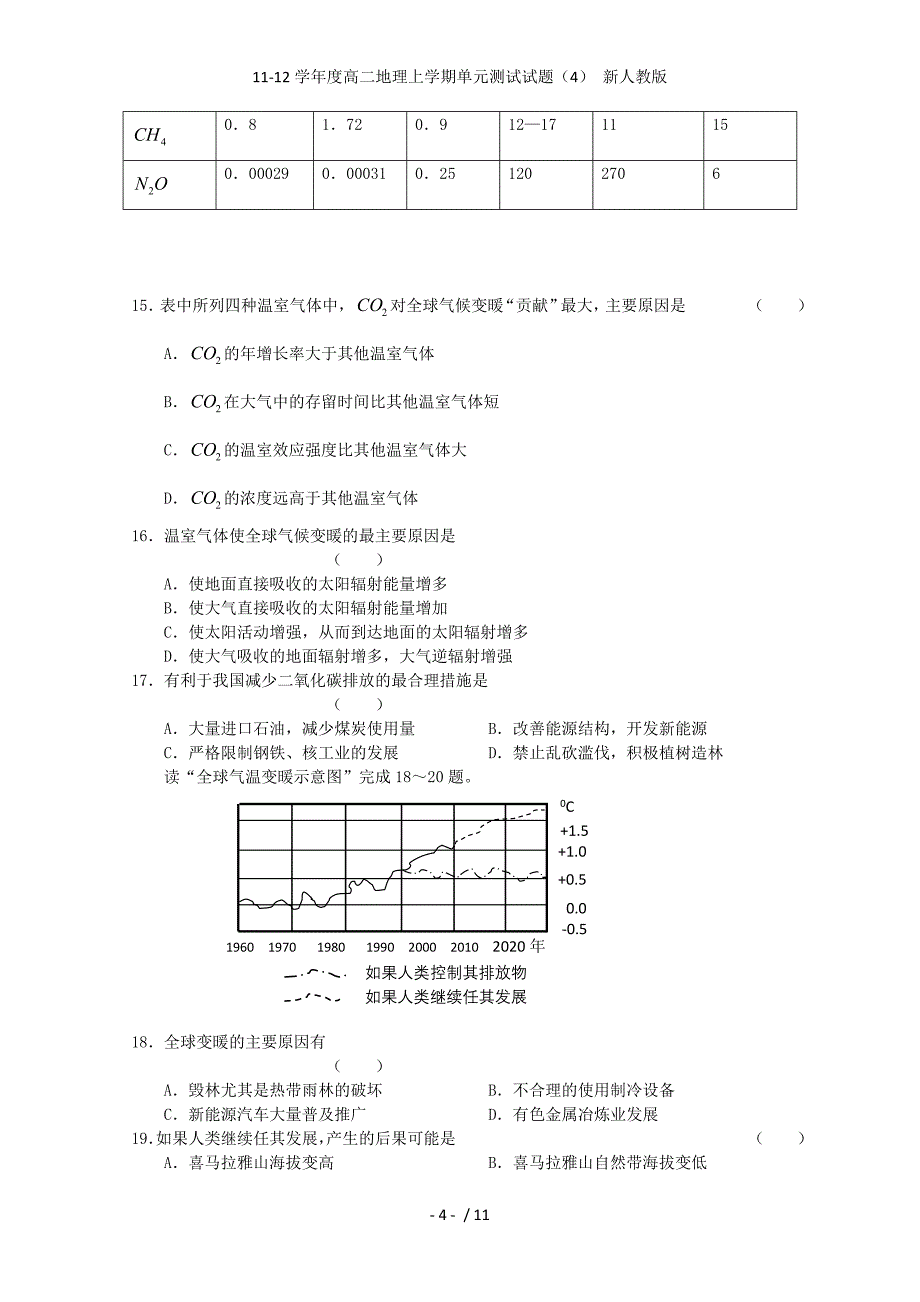 度高二地理上学期单元测试试题（4） 新人教版_第4页